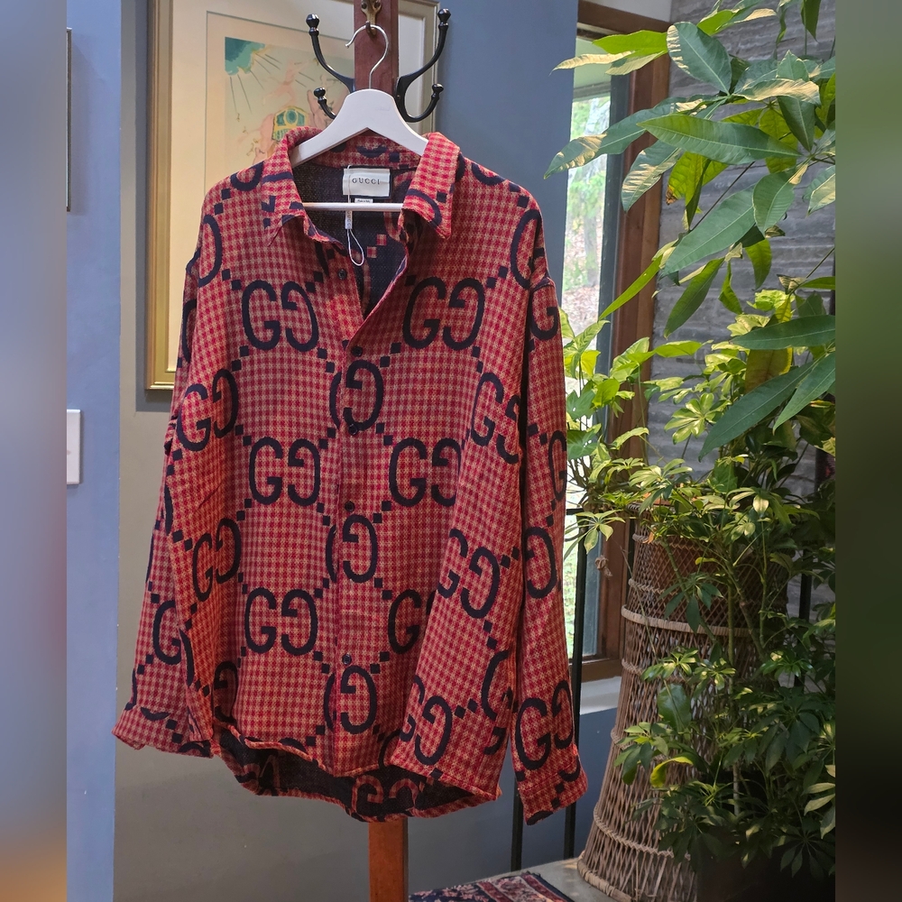 Made In Italy Gucci Jumbo GG checked 100% wool shirt